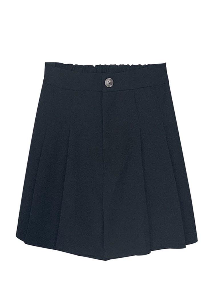 Women's Summer 2024 High Waist Pleated Wide Leg Shorts - Slimming A-line Casual Suit Shorts.
