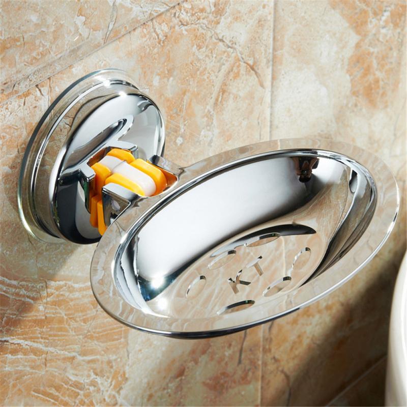 Bathroom Soap  Dish Box Storage Plate Tray Holder Supplies Suction Cup Drain Soap Dish