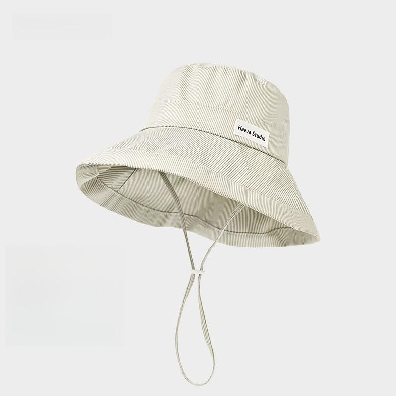 

1pc Japanese Fresh Design Strap Bucket Hats for Women Spring and Summer Fashion Versatile Sunscreen Cute Bucket Caps for Beach One Size бежевий