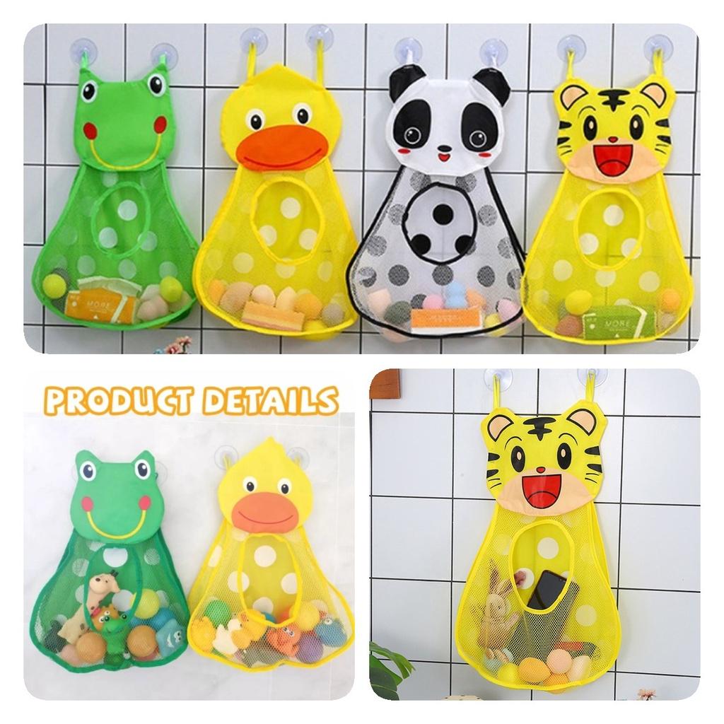 Panda Cartoon Baby Bath Kids Toy Drain Storage Net Bag Mesh Holder Cup Suction