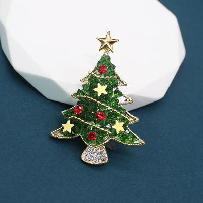 Women's Unique Green Christmas Tree Brooch - Creative Personality Corsage, Trendy Holiday Gift and Clothing Accessory