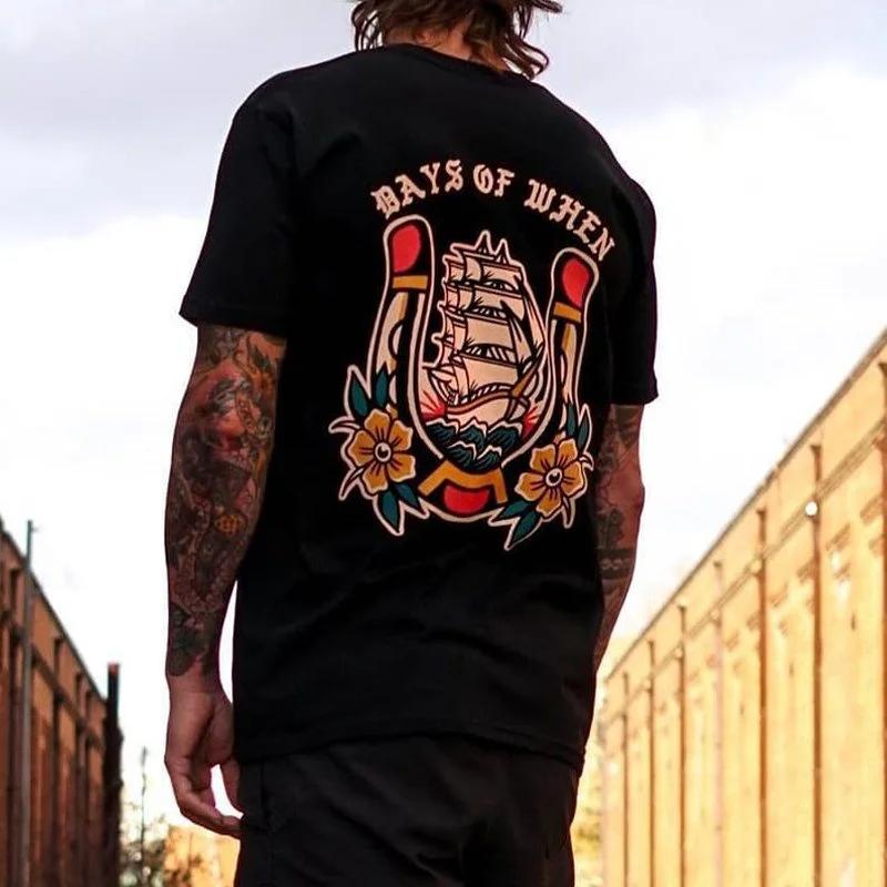 Summer Horror Devil Punk Skull Print Round Neck T-shirt Retro Neutral Casual Cool Hip-hop Street Short Sleeved Halloween