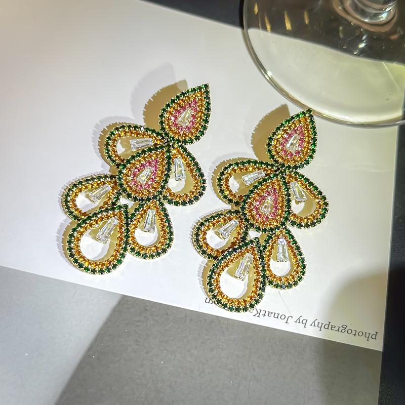 2025 Diamond Geometric Flower Tassel Earrings – Korean Cold Style, Light Luxury for Women