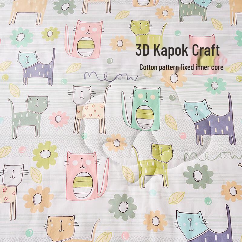 FUANNA Kids' 100% Cotton All-Season Quilt - Lazy Cat