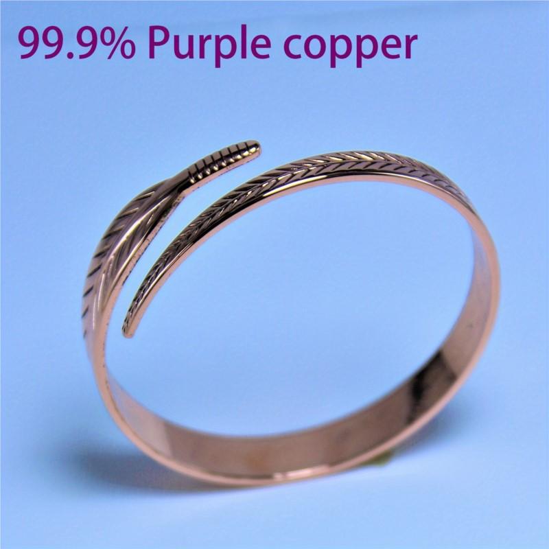 Vintage Pure Cooper Feather Wing Cuff Bangle for Men Women Fashion Punk Style Wristlet Party Jewelry Gifts