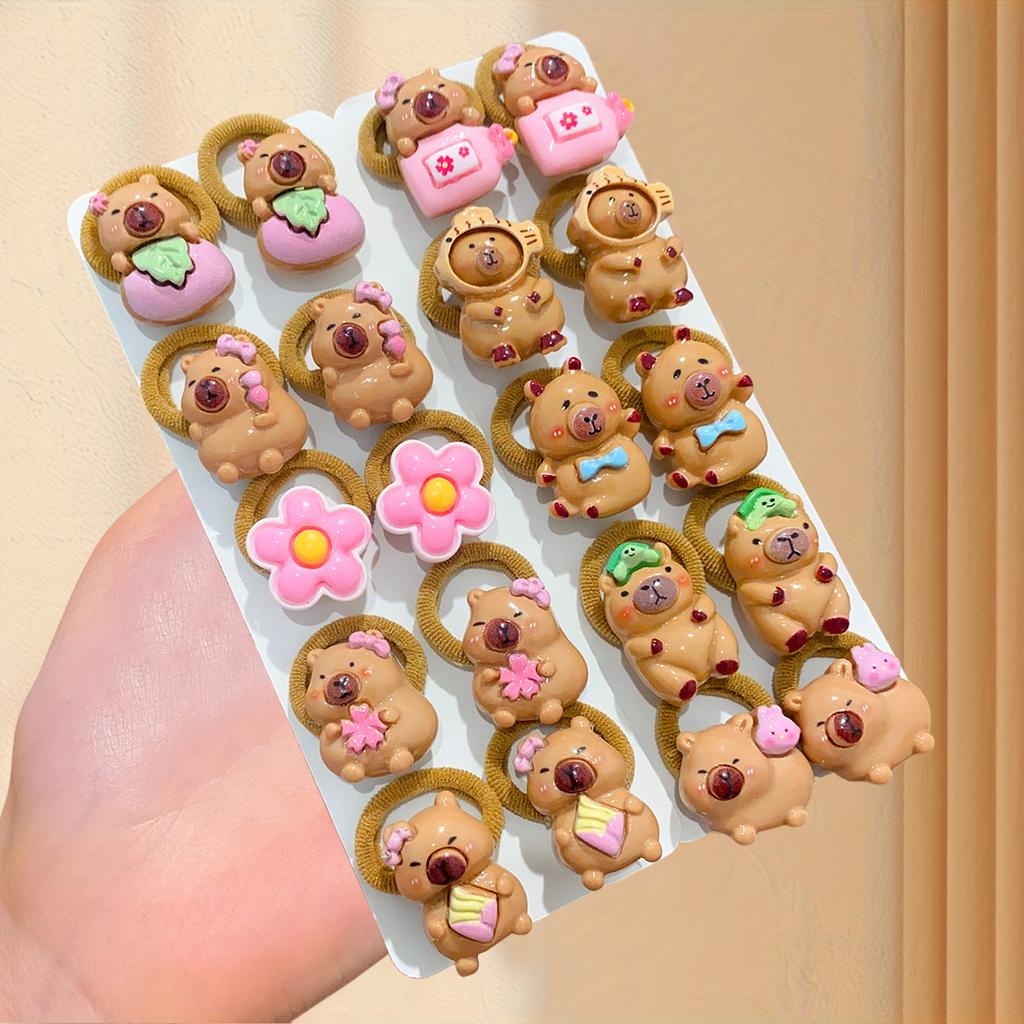 Nowe Słodkie Dziecięce Gumki do Włosów Kapibara Scrunchies Miękka Elastyczna Gumka Opaska do Włosów dla Dziewczynek Akcesoria do Włosów Żywiczne Opaski do Włosów Dekor