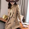 Women's Double-breasted Khaki Suit Set