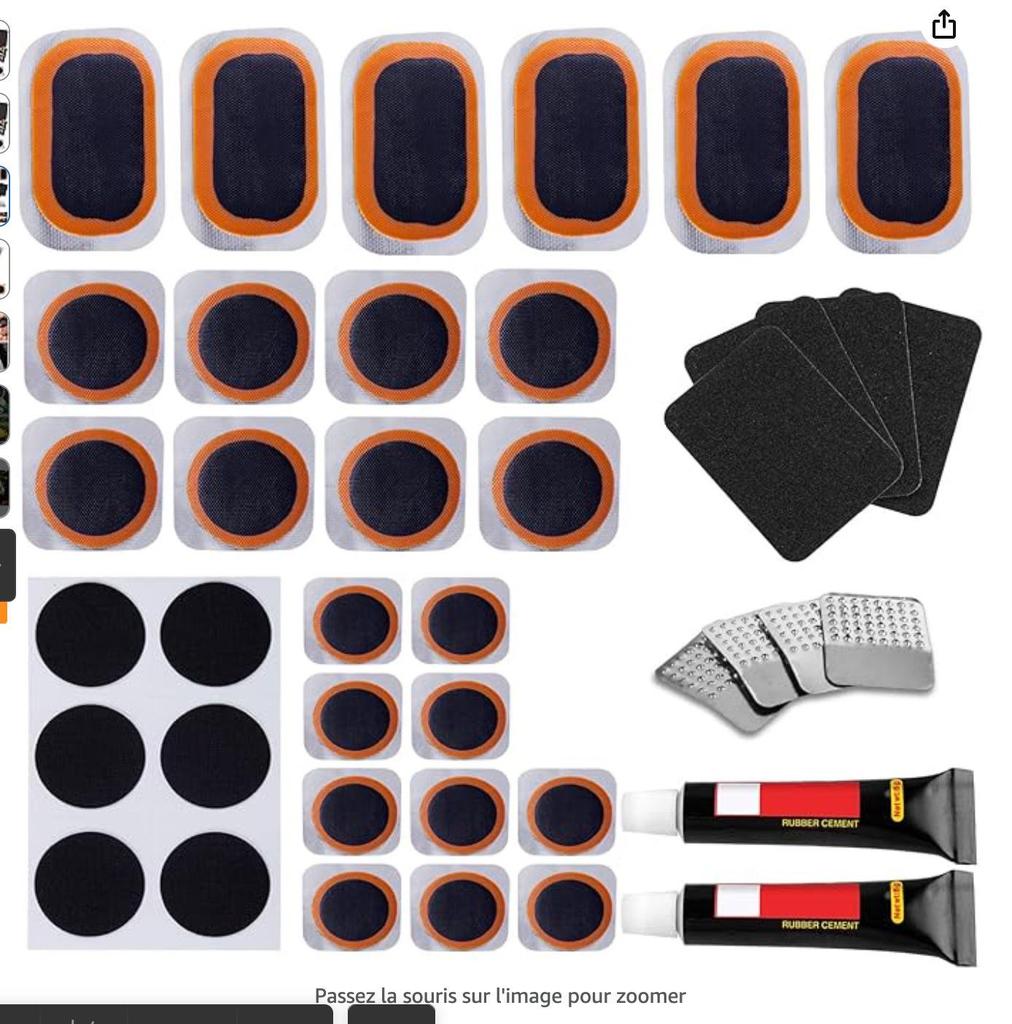 Bicycle Tire Repair Kit with Cold Patch, Glue, and Lever Tools