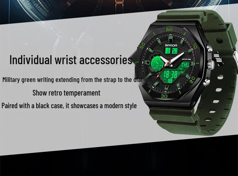 SANDA Multifunctional Sports Watch - Large Dial, Luminous, Waterproof Design for Students.