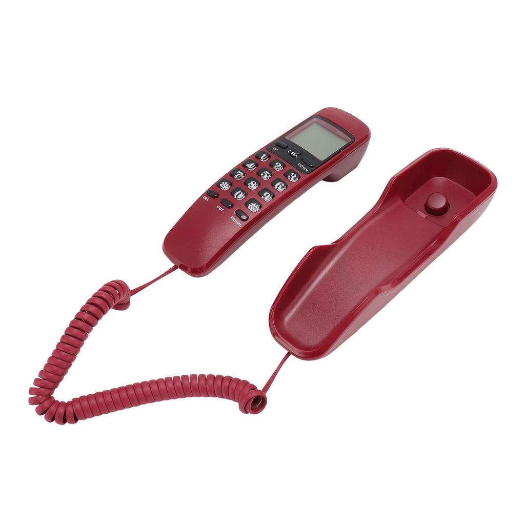 Wall Corded Telephone Caller ID Support Call Back Prevent Slip Landline Phone for Home Hotel Red