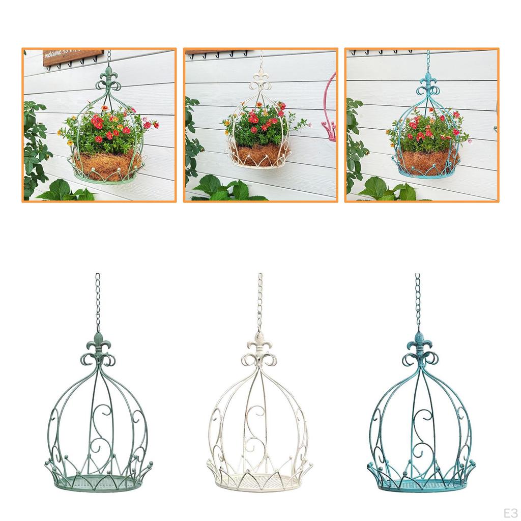 Garden Decor Crown Shaped Hanging Planter Holder 25x35cm Multipurpose Accessories Sturdy Flower