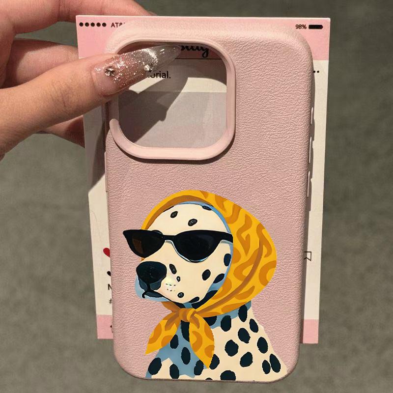 Black Spotted Scarf With Puppy Pattern Phone Case For Iphone 17 16 15 14 13 12 11 17 Pro Max16E Plus Vintage Floral Soft Cover