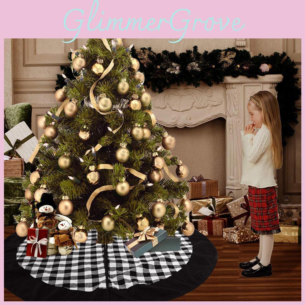 Premium Quality Black Checkered Christmas Tree Skirt With Sophisticated Design