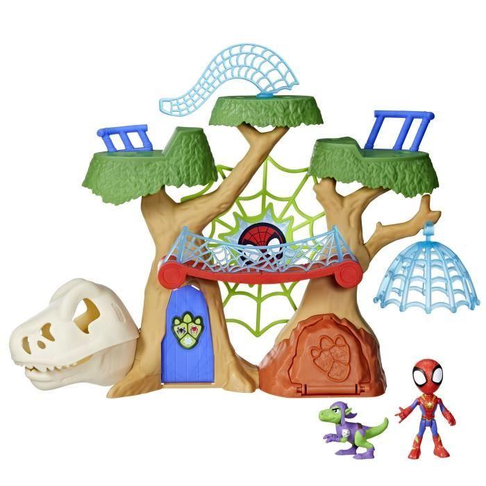 Spidey Coffret Dino-Webs base forestière, Figurines de super-héros et accessoires, dès 3 Ans, Spidey et Ses Ami