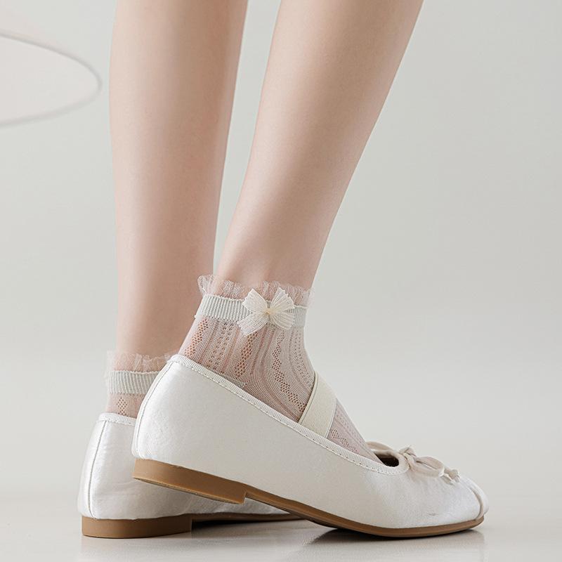 

Ballet-style Socks for Women In Summer, Thin Mesh Breathable Short Socks, Sweet Lace Lace Bow Boneless Princess Socks 1 pair світло-зелений колір