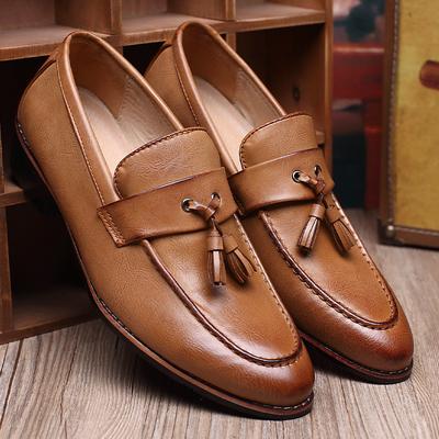 Men's Wedding Dress Shoes Luxury Brand Tassels Flat Footwear Slip On Loafers Male Leather Oxford Shoes For Men Zapatillas Hombre