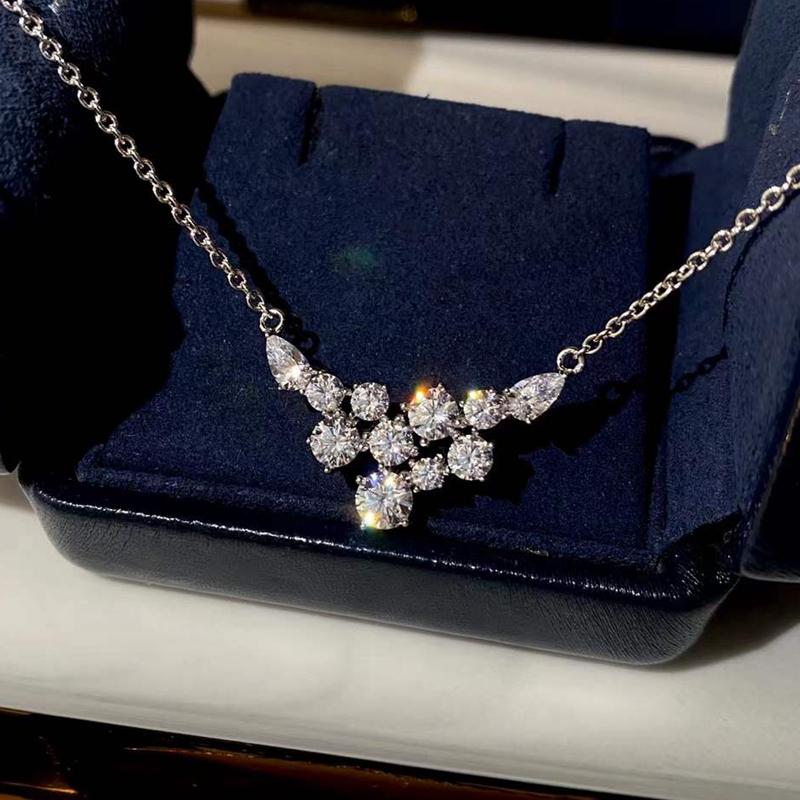 Huitan Multi Cubic Zirconia Pendant Necklace Women New Trendy Engagement Wedding Necklaces Zinc Alloy Color Luxury Zircon Drop Ship