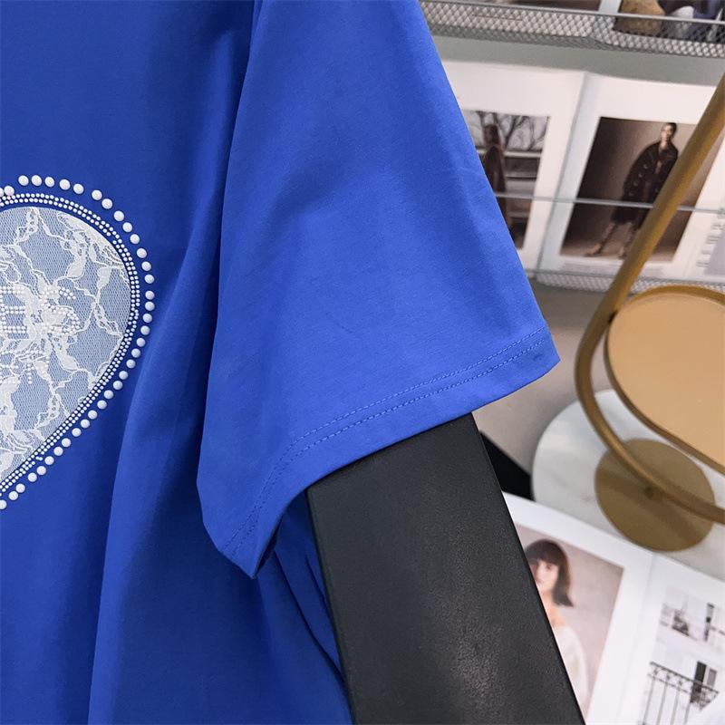 Plus Size Mid-Length Loose Short-Sleeve Round Neck T-Shirt for Women (200/300/350 Jin)