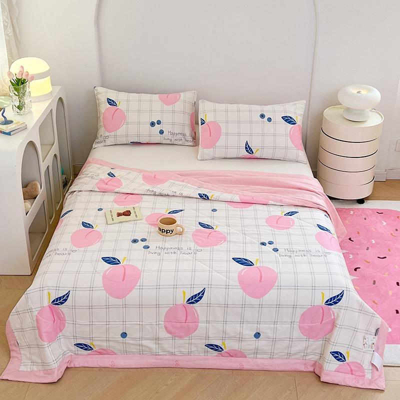 Fresh White Flowers 100% Cotton Quilted Quilt Summer Skin-friendly Comfortable Air Conditioning Quilt for Kids Teens Adults