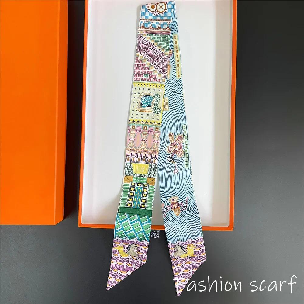 

1 шт. новый печатный шарф для женщин длинная лента-лента многоцелевая повязка для волос сумка ручка украшение модный аксессуар оптовая продажа 90X5CM
