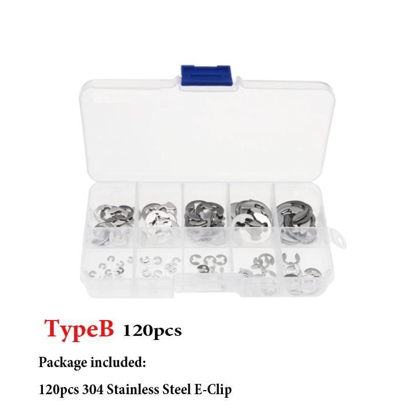 70–600 Stück 3–19 mm Sicherungsring-Sortiment-Set, schwarzer Sicherungsring-Satz und 304 Edelstahl-Kohlenstoffstahl