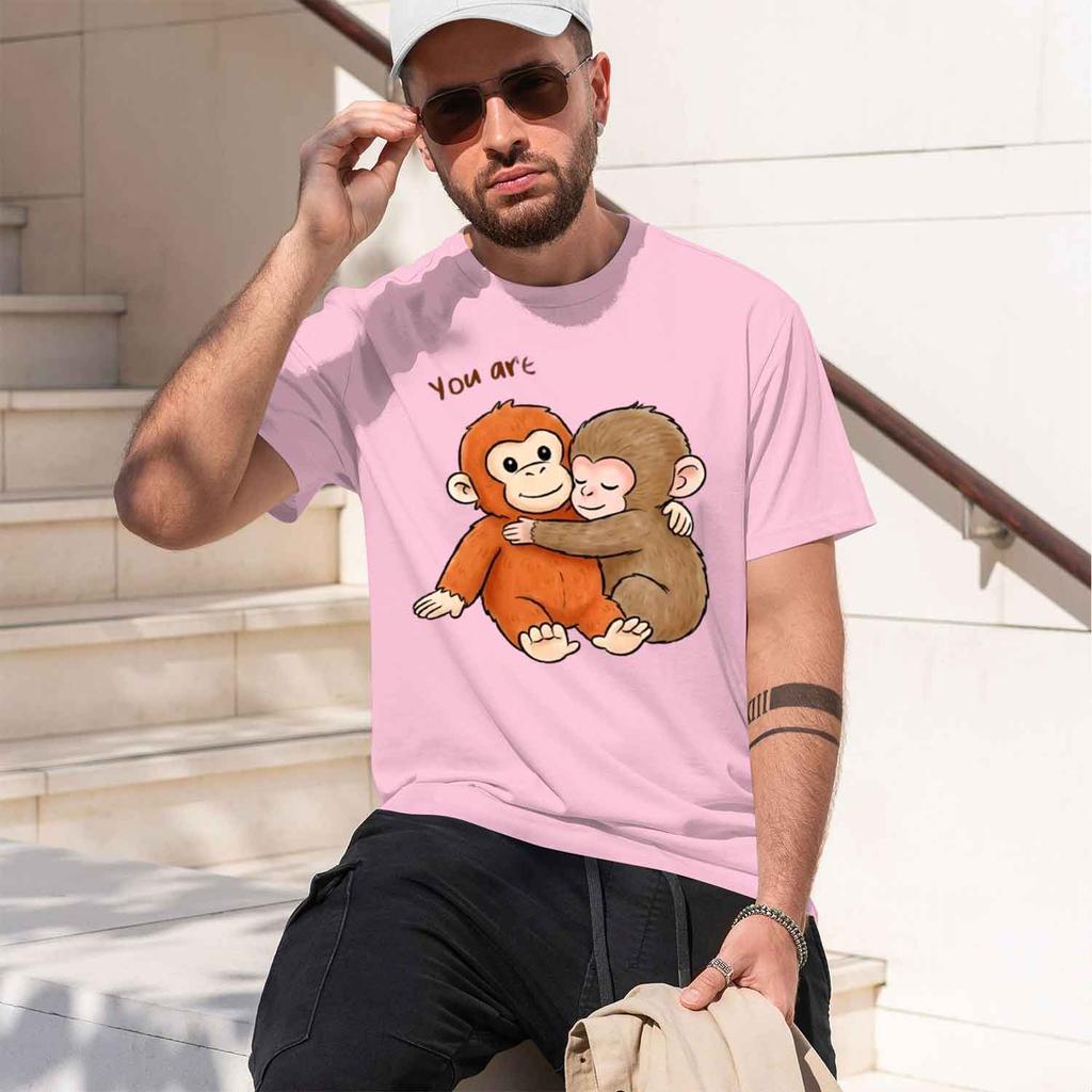 Viral Pun Monkey T Shirt Cute Baby Monkey With Plush Tshirt Casual Short Sve Animal Lovers Tshirt Cute Graph Tees 2026 New Mode