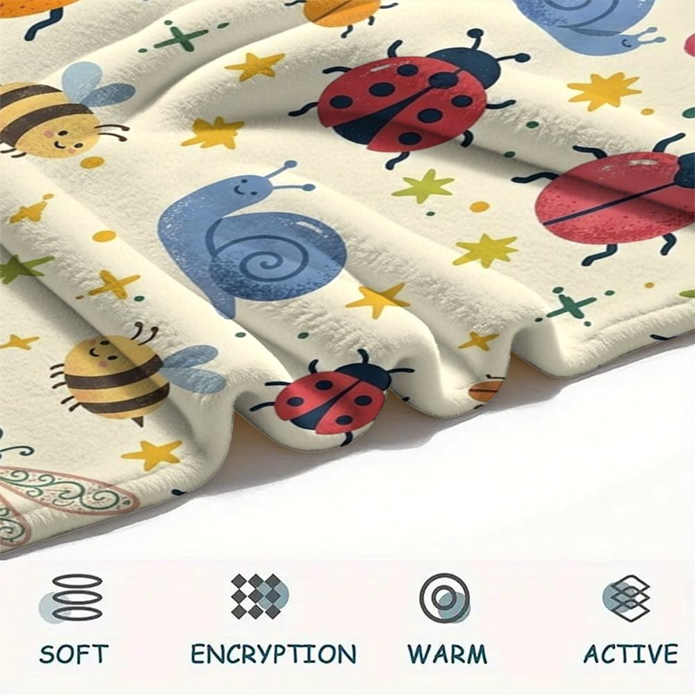 1Pc Cute Cartoon Print Flannel Blanket, High quality Comfortable for All Seasons, Home Decor, Warmth and Comfort, Perfect for Christmas Gifts W49