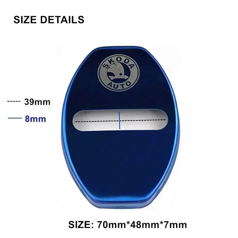 Car Sticker 2025 Hot 4Pcs Metal Car Door Lock Protective Cover Anti Rust Emblem Case for Skoda Octavia Kodiaq Fabia Superb Rapid