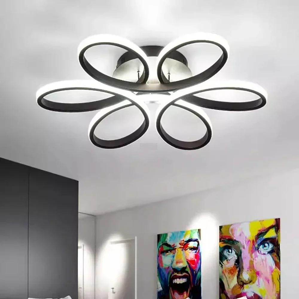 Modern LED Ceiling Light 30CM June Flowers Black And White For Bedroom Living Room Restaurant Hotel Interior Lighting Fixtures