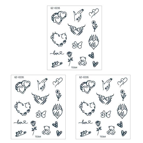 Yousheng 3Pcs Waterproof Tattoo Sticker for Men Women, Face Body Arm Chest Shoulder Thigh Waist Temporary Tattoo Decal, Long Lasting Body Art Fake