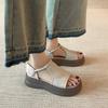 Spot!! Retro casual platform open-toed beautiful sandals women's summer new versatile soft-soled heightening Roman shoes