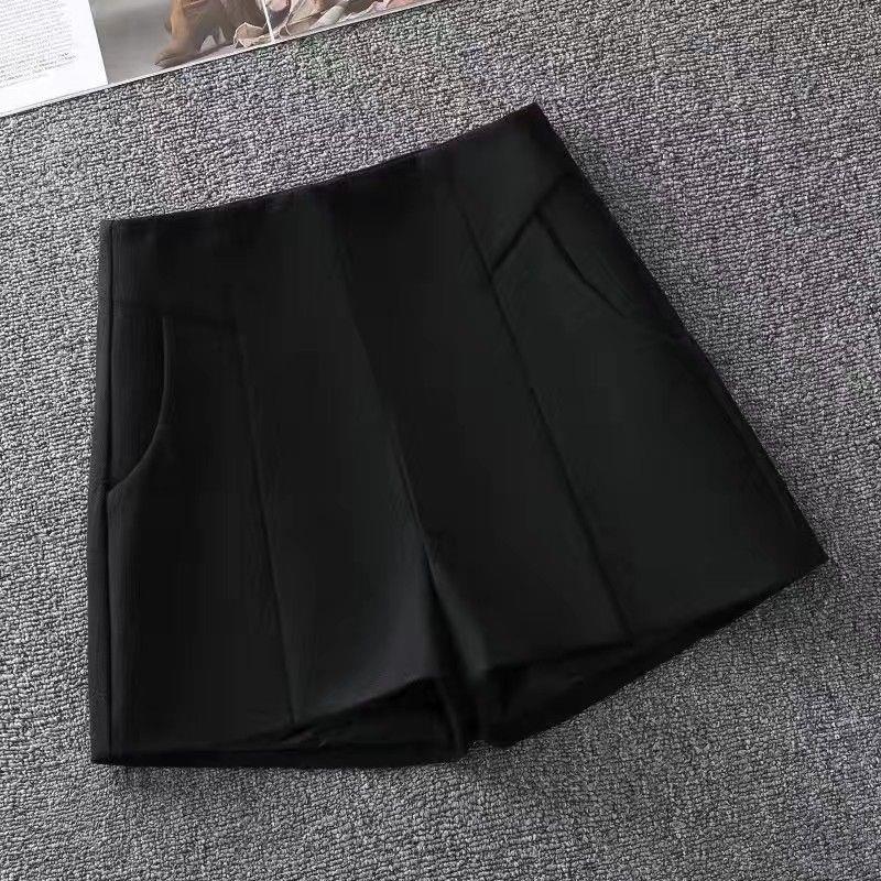 Hohe A-Linien-Shorts aus Wolle mit weitem Bein für Damen - Koreanischer Stil, Schwarz, Herbst/Winter 2025