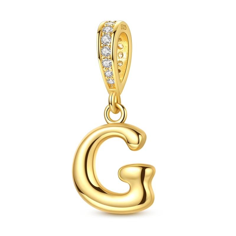 New Copper Golden Charm Beads 26 Letters Pendant For Original Bracelet Women Diy Gift