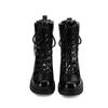 Wasserdichte Stiefeletten zum Schnüren Damen Winter Schneestiefel Damenschuhe Dickes Plüsch PU-Leder Winter Damen Motorradstiefel