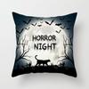 New Halloween Black and White Skull Pumpkin Printed Peach Leather Velvet Pillowcase Sofa Office Cushion Cover