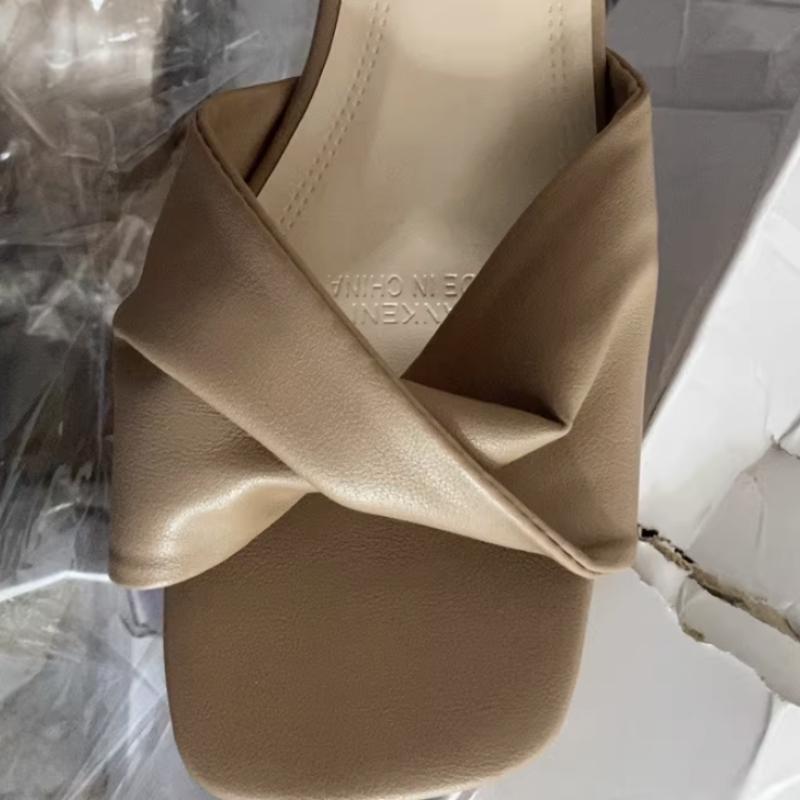 Mules Talon Bas Style Français pour Femmes, Sandales à Enfiler à Talon Bas Stiletto à Une Bride, Sandales Élégantes pour Fête en Plein Air