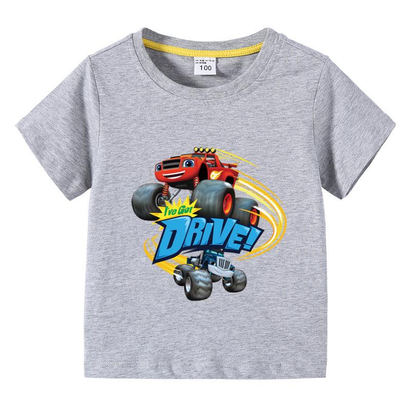 Blaze And The Monster Machines Cartoon Funny Tshirt Childrens Summer Short Sleeved Tees Girls Boys Tops Clothes Birthday Gift