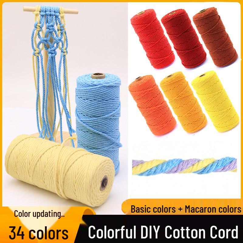 3mm Color Cotton Rope for DIY Handmade Tapestry, Weaving, and Drawstring Projects
