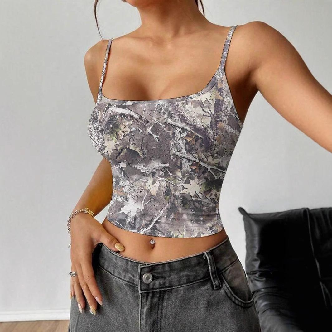 

Летний новый укороченный топ с принтом на подтяжках, короткий жилет без рукавов с открытым пупком, женские топы XL