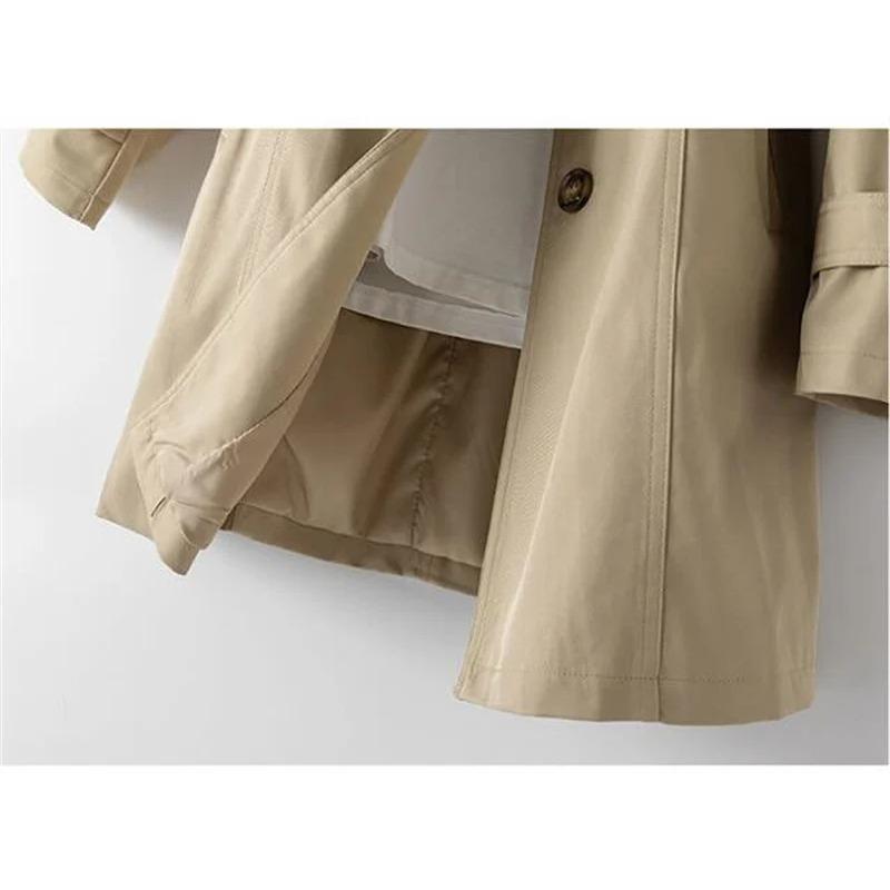 Fashion Spring Autumn Solid Trench Coat Women Single Breasted Khaki Black Pink Beige Windbreaker Outerwear Casual