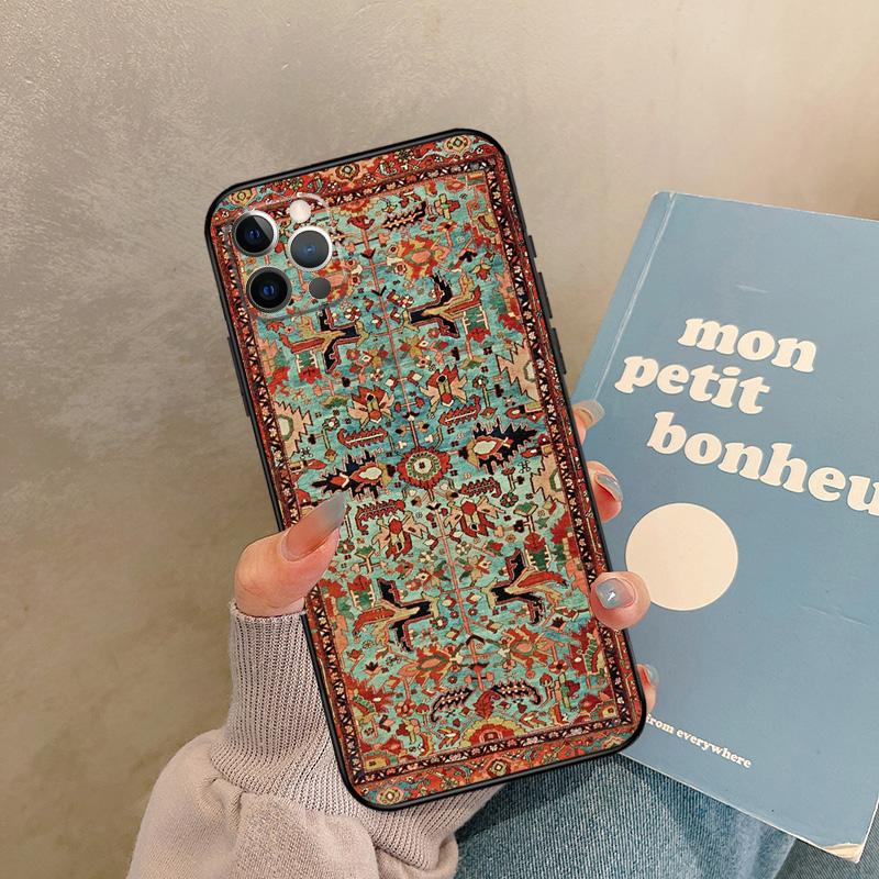 Persian Carpet Floral Pattern Case For iPhone 17 Air 15 14 13 12 11 16 Pro Max 13 Mini XR 15 16 Plus 16e Back Cover Shell