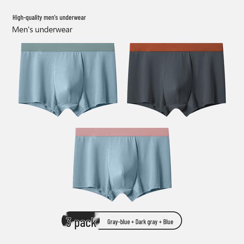 Men's Breathable Boxer Briefs - Comfortable, Skin-Friendly, Trendy Color Block Waistband, Flat Leg Shorts