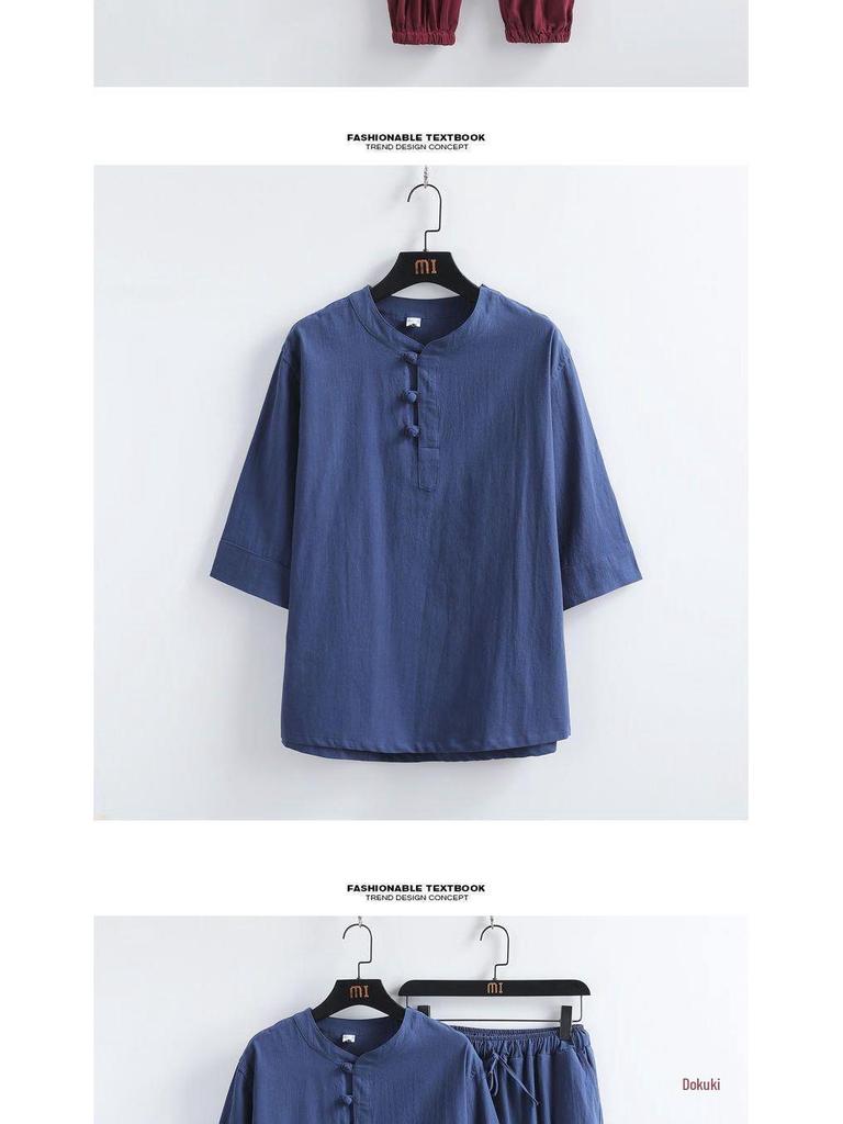 Men’s Taoist Meditation Suit – Summer Cotton-Linen Zen Tang-Style
