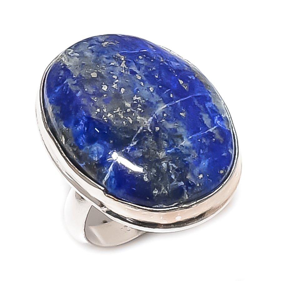 Lapis Lazuli Gemstone Handmade 925 Sterling Silver Jewelry Ring Size 7 u6B05