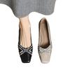 French Soft Leather Light Mouth Single Shoes Spring New Niche Snake Pattern Square Head Thick Heel Small Leather Shoes