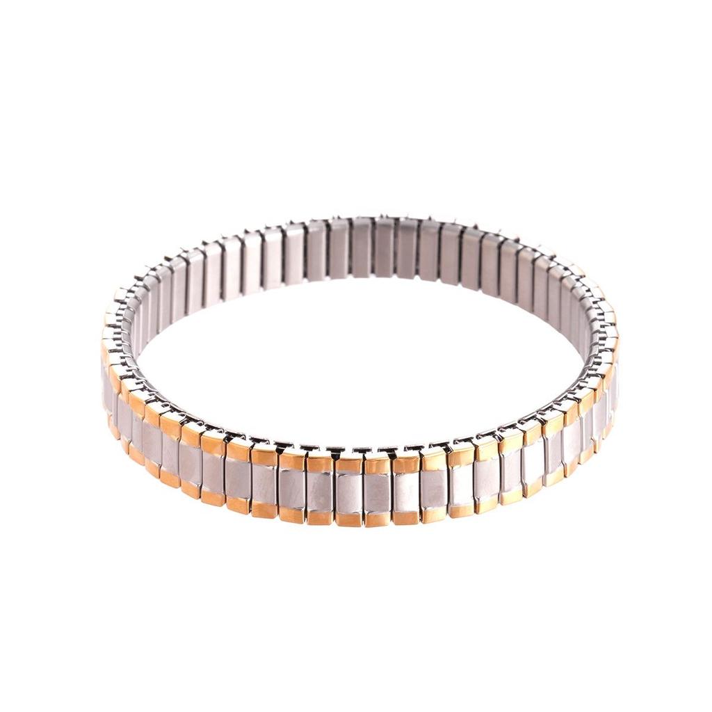 Brățară Elastică cu Nituri Geometrice în Formă de Cruce din Oțel Inoxidabil pentru Femei