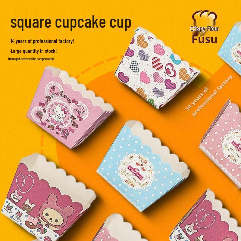 Oil-Proof Non-Stick Disposable Square Muffin Baking Cups