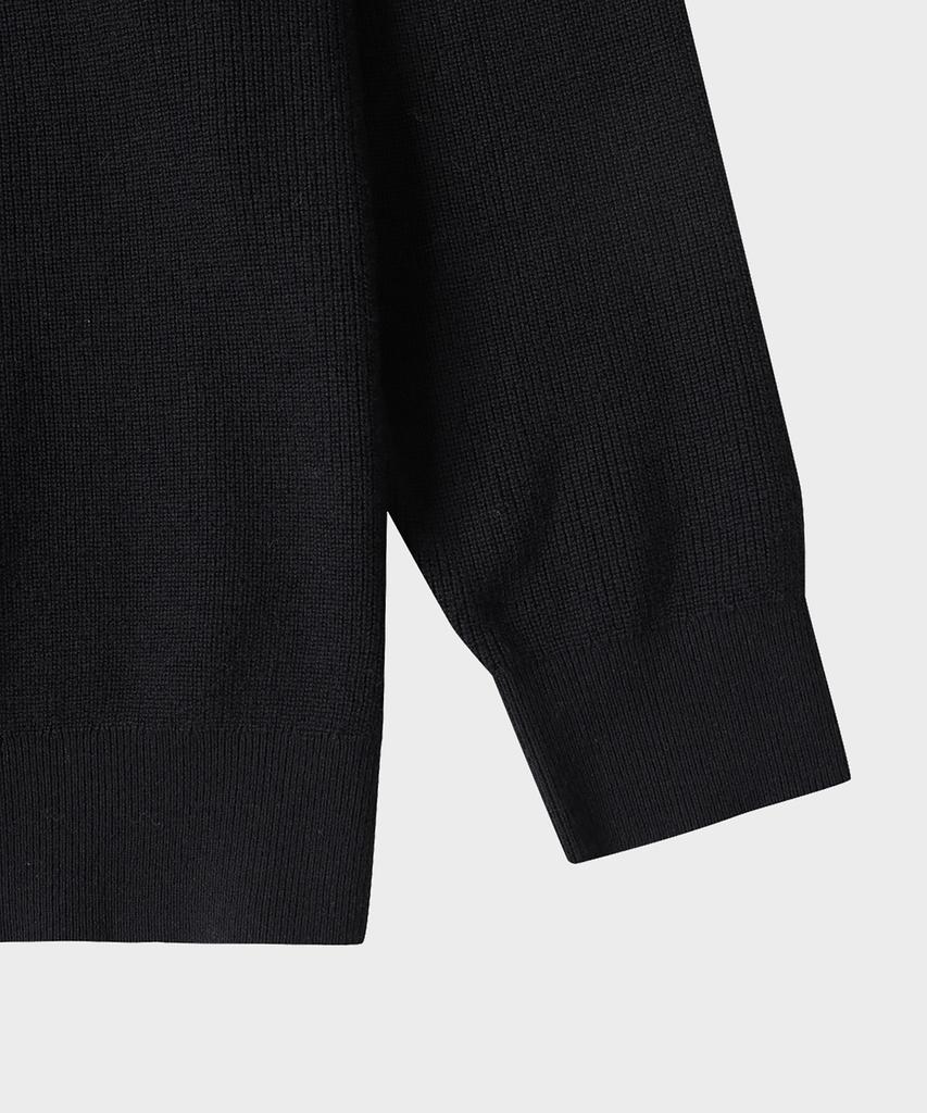 TAILDERN Leon Round Cotton Wool Sweater Black