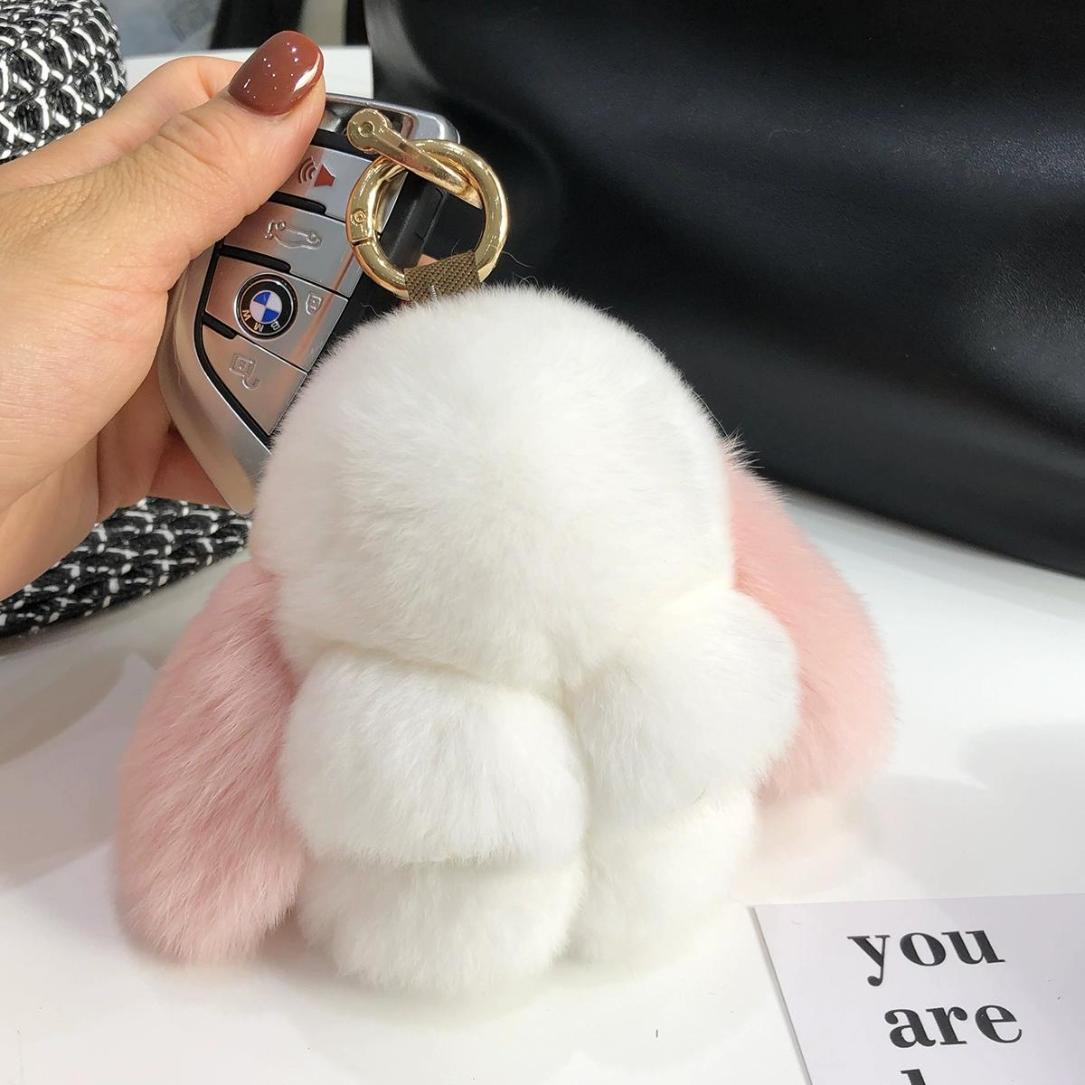 

Кулон из меха кролика рекс, милый мертвый кулон в виде кролика, подвеска для сумки, брелок для автомобиля