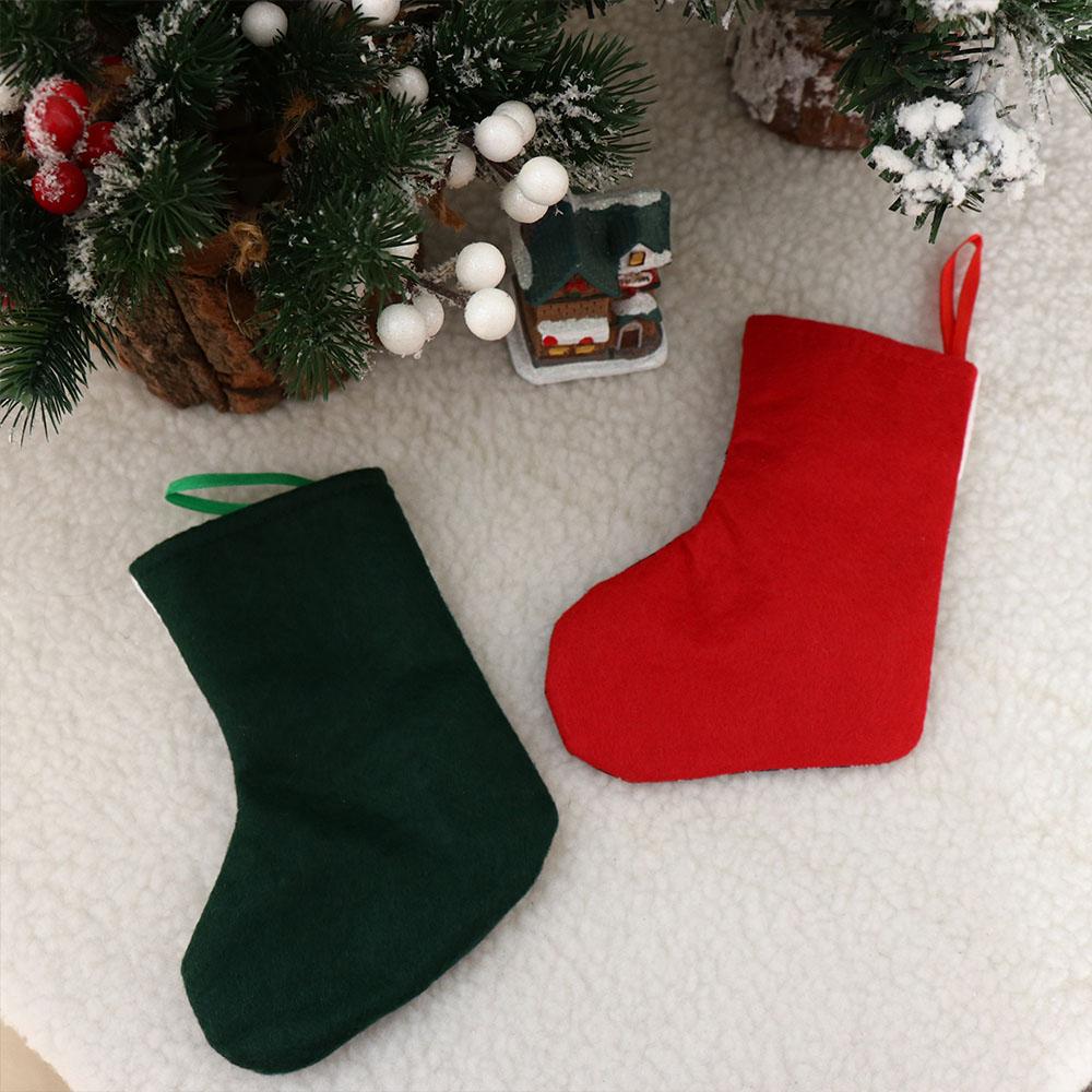 Mini Red and Green Plaid Christmas Socks Snowflake Christmas Decorations  Party